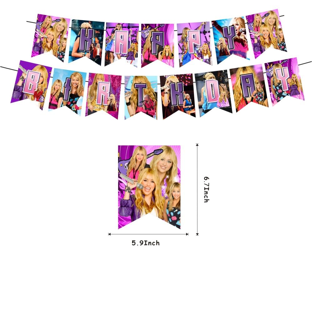 Hannah Montana Birthday Decorations, Hannah Montana Party Supplies Include Happy Birthday Banner, Cake Topper and Cupcake Toppers, Balloons for Kids