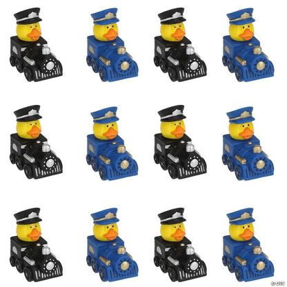 Fun Express 2 1/4" Train-Shaped Conductor Rubber Ducks - 12 Pieces