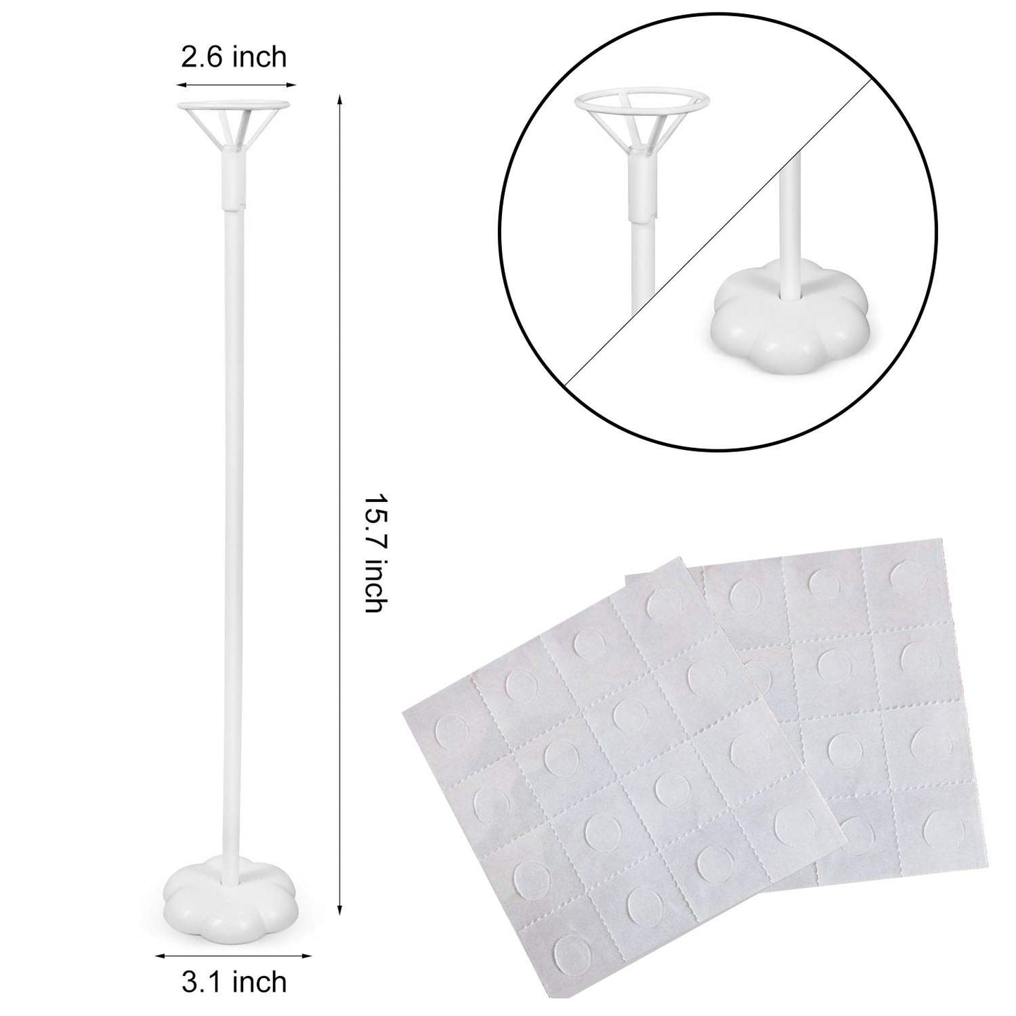 12PCS Balloon Stick Stand - Balloon Holder Cup with Balloon Pole and Flower Stand Base - Table Desktop Centerpiece Decorations for Wedding Birthday