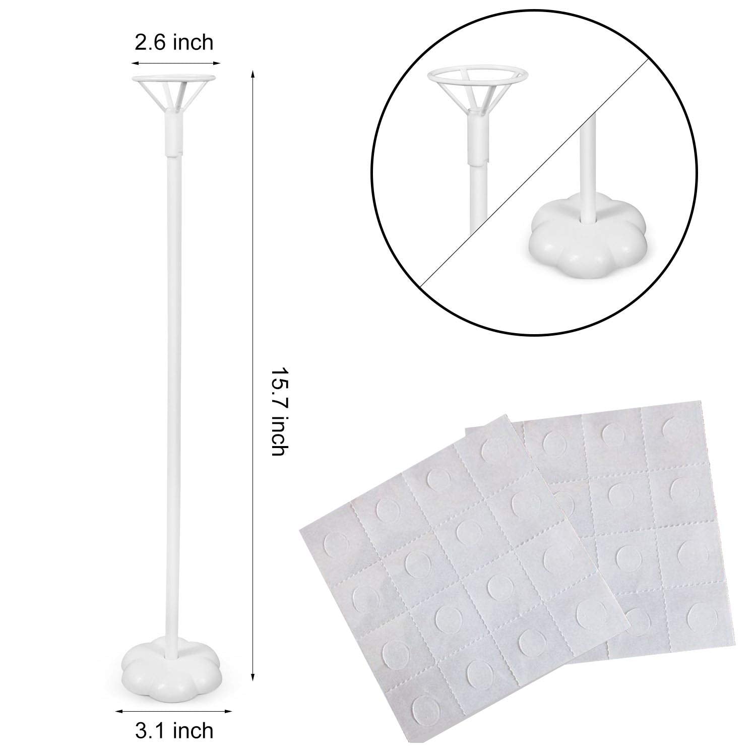 12PCS Balloon Stick Stand - Balloon Holder Cup with Balloon Pole and Flower Stand Base - Table Desktop Centerpiece Decorations for Wedding Birthday