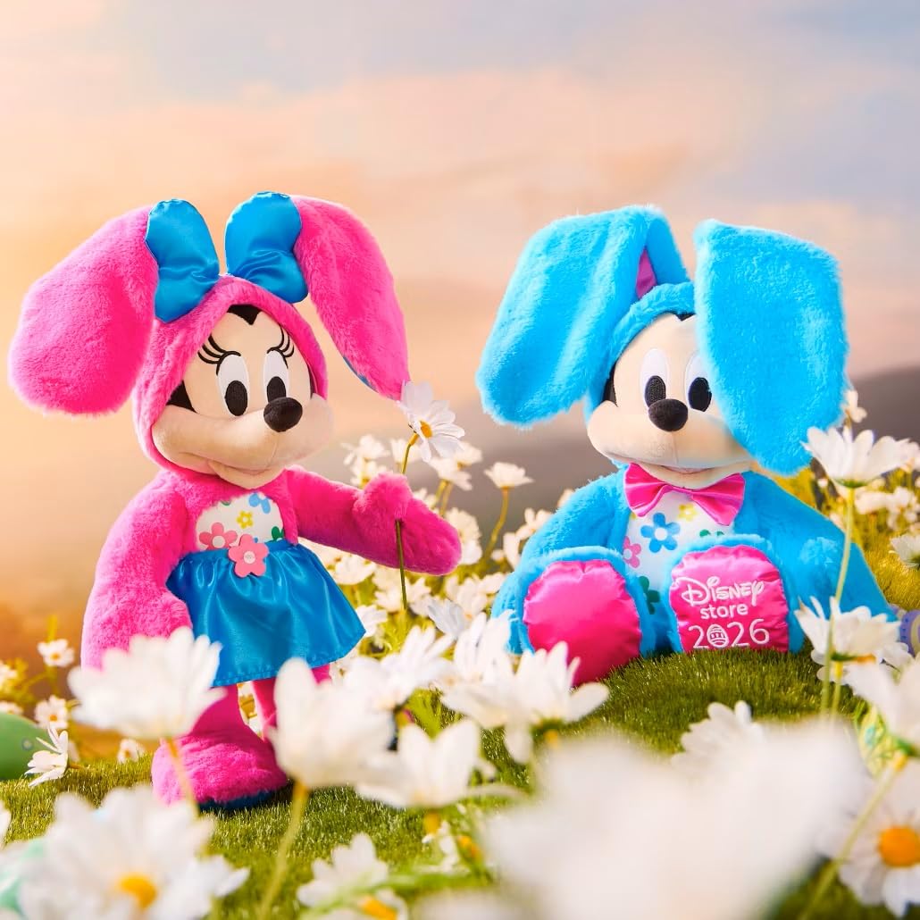 Disney Store Official 2026 Mickey Mouse Easter Plush - 14" Disney Plushy in Easter Bunny Costume with Floppy Ears, Satin Bowtie, Floral Print Tummy