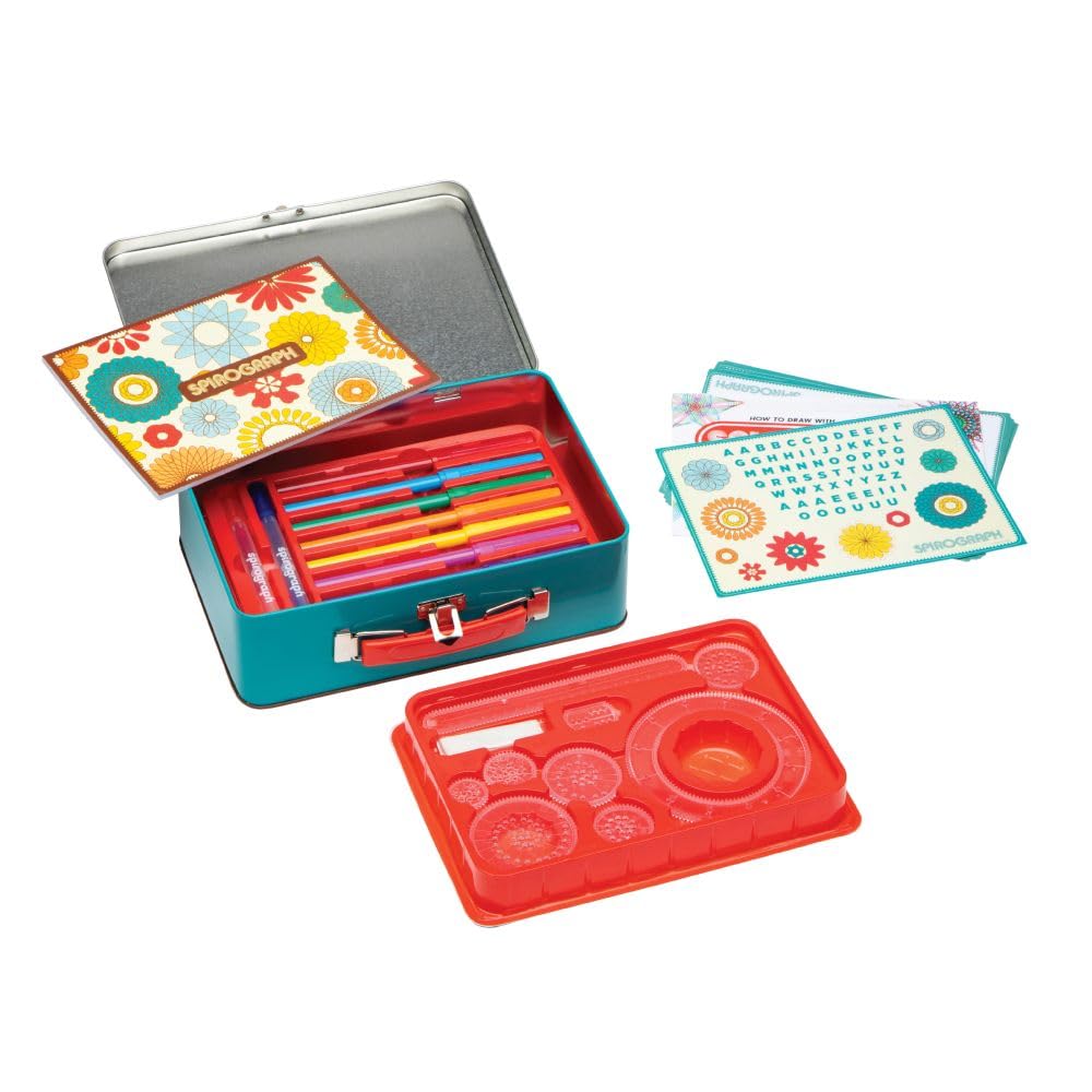 Spirograph Lunchbox Set -Arts and Crafts, Kids Toys, Art Supplies, Craft Supplies, Drawing Kit, Spiral Art, Classic Gear Design Kit, Case, Pens
