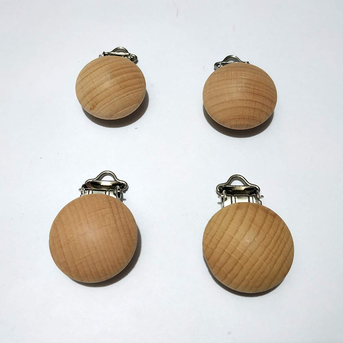 5pcs Natural Beech Wood Pacifier Clips Teething Grasping Toy Suspender Clips Charm Antique DIY Wooden Pacifier Chain Accessory (3.5cm/5pcs)