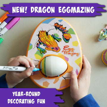 Eggmazing Dragon Egg Arts & Craft Kit, Decorate Dragon Eggs with Surprise Moveable 3D Dragons Inside, Spark Creativity & Imaginative Play with Mess