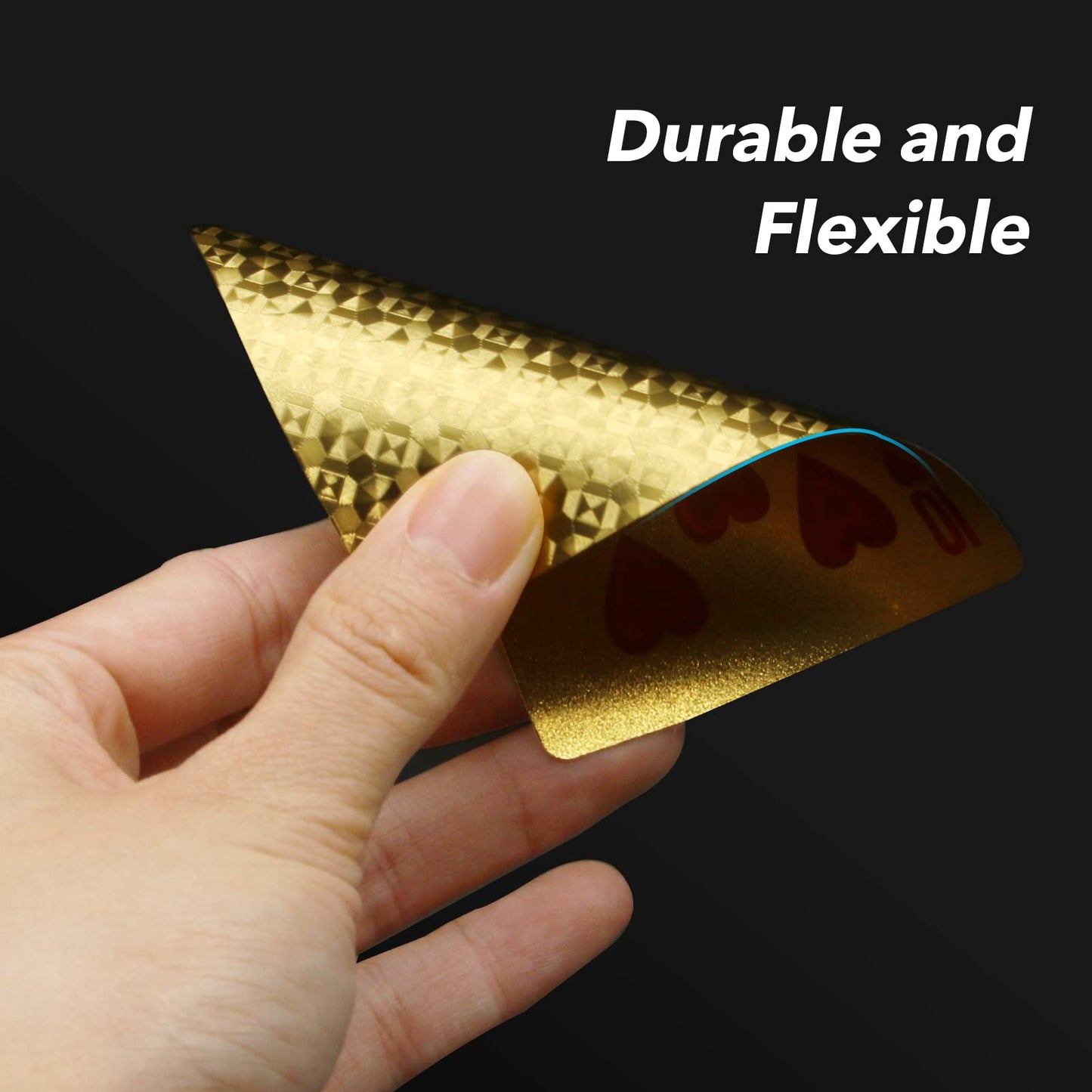 INTEGEAR 2 Decks of Playing Cards, Gold 3D Embossed Patterned Poker Cards Plastic PET Waterproof Playing Cards Luxury Magic Trick Game Tool Gift