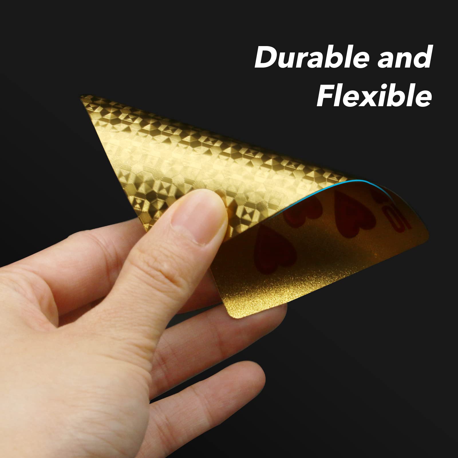 INTEGEAR 2 Decks of Playing Cards, Gold 3D Embossed Patterned Poker Cards Plastic PET Waterproof Playing Cards Luxury Magic Trick Game Tool Gift