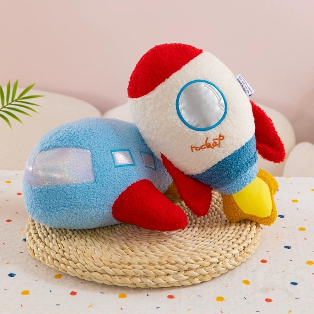 Xshelley 13.7 inch Rocket Shape Plush Toys Pillow, Rocket Ship Stuffed Plush Doll,Living Room Sofa Bedroom Decorative Children's Birthday Gift