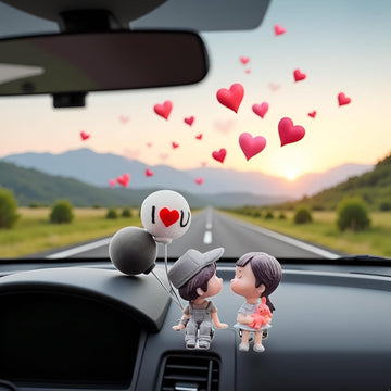 Grey Resin Cartoon Couple Car Decoration Dashboard Car Interior Ornament,Interior Figure Cute Mini Figure Statue Kiss Couple Doll Ornaments Car Home