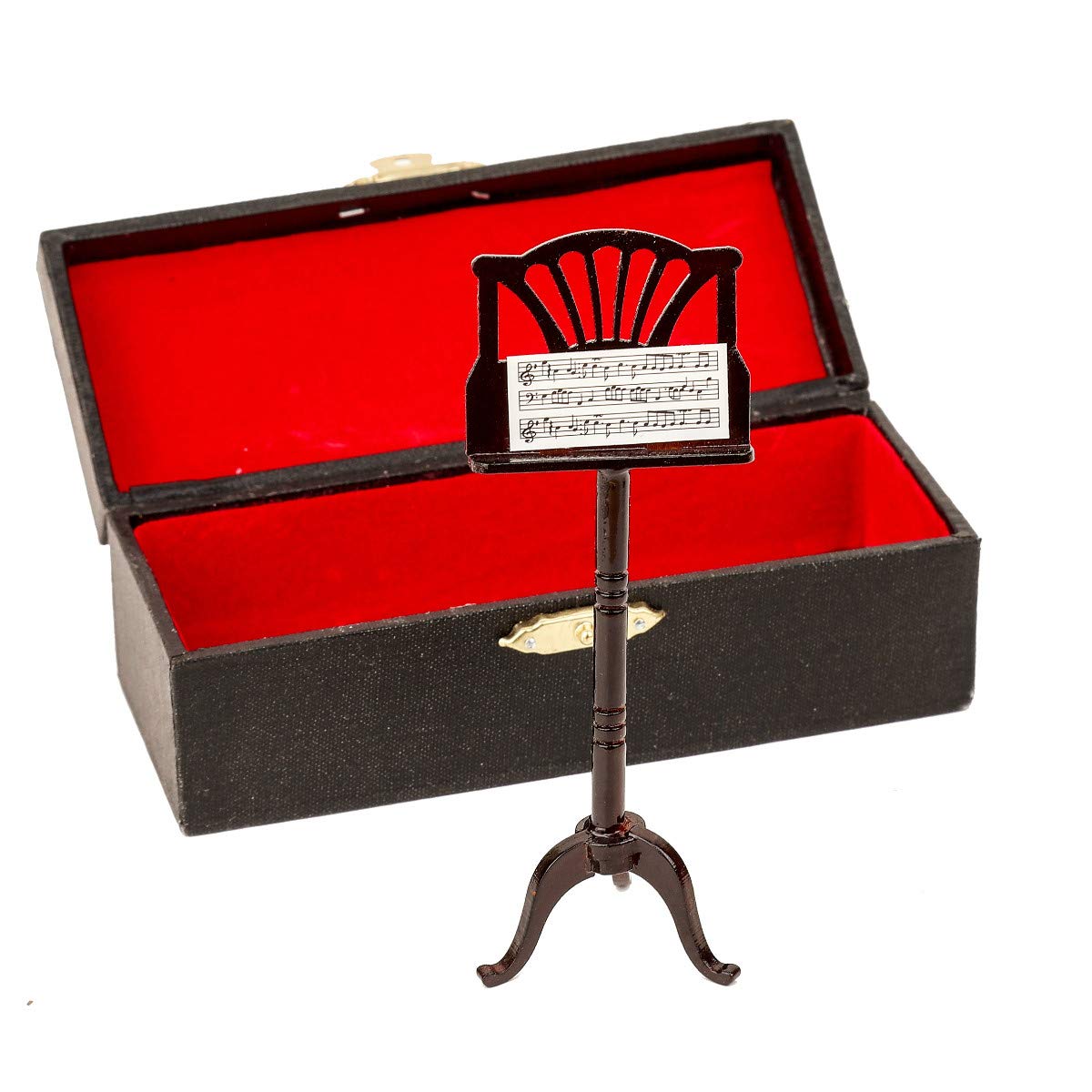 Dselvgvu Miniature Music Stand with Case Mini Musical Instrument Replica Collectible Dollhouse Accessories Model Home Ornament (Music Stand)