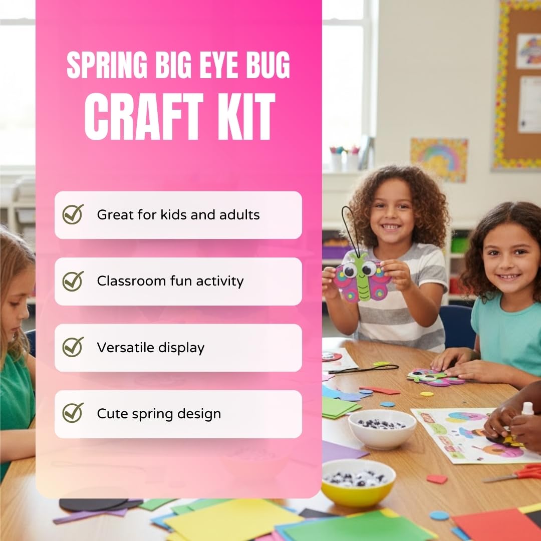 Fun Express Spring Big Eye Bug Ornament Craft Kit - Makes 12 - Craft Kits - VBS Vacation Bible School Supplies/Decor