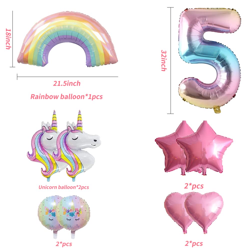 Unicorn Balloons Unicorn Birthday Party Decorations for Girls Foil Balloons Set Macaron and Rainbow Balloon Wedding Baby Shower Party Supplie (number