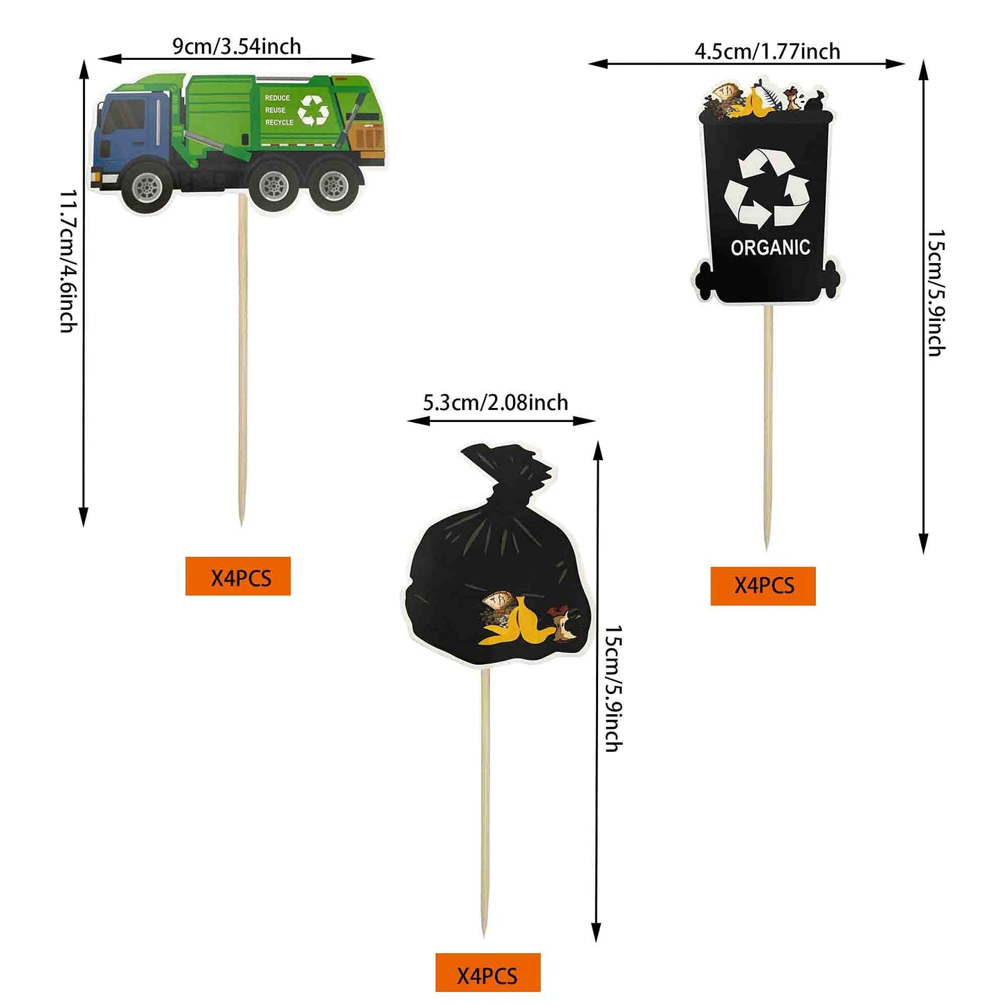 Garbage Truck Birthday Party Supplies Garbage Truck Cupcake Toppers for Trash Garbage Truck Party Supplies