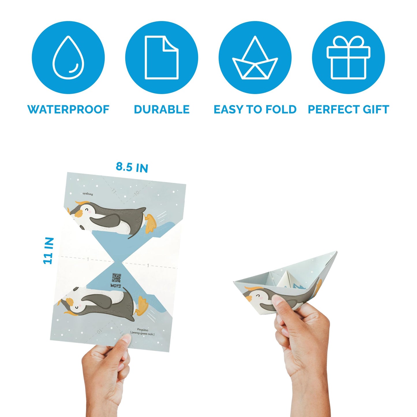 WOYS Floating Origami Boats | North Set | Waterproof Premium Reusable Paper | Screen-Free Summer Toy & Gift | DIY Origami Kit | 5 Sheets | Bath, Pool