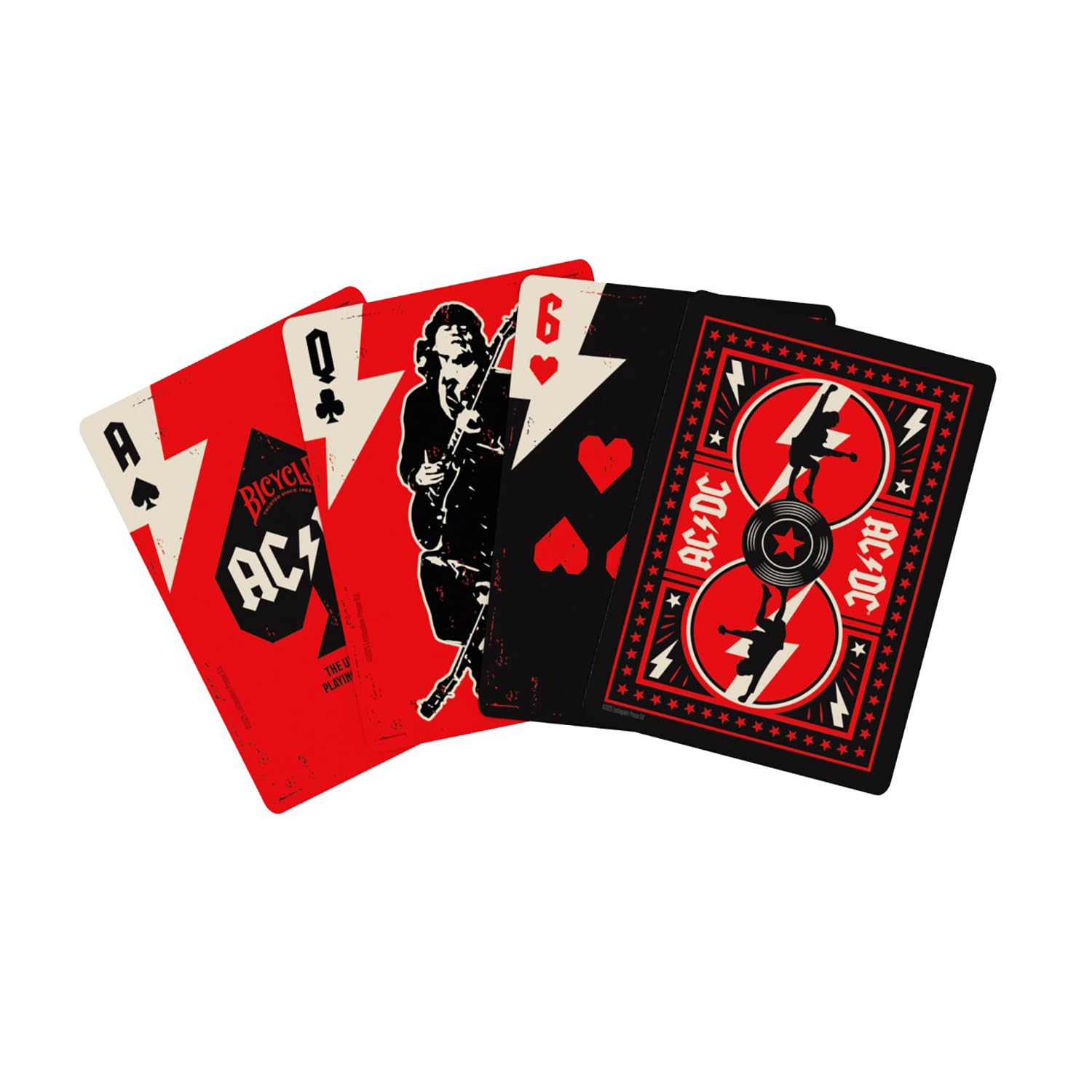Bicycle ACDC Playing Cards, Features Iconic ACDC Song Titles and Band Designs, Red and Black, 1 Deck