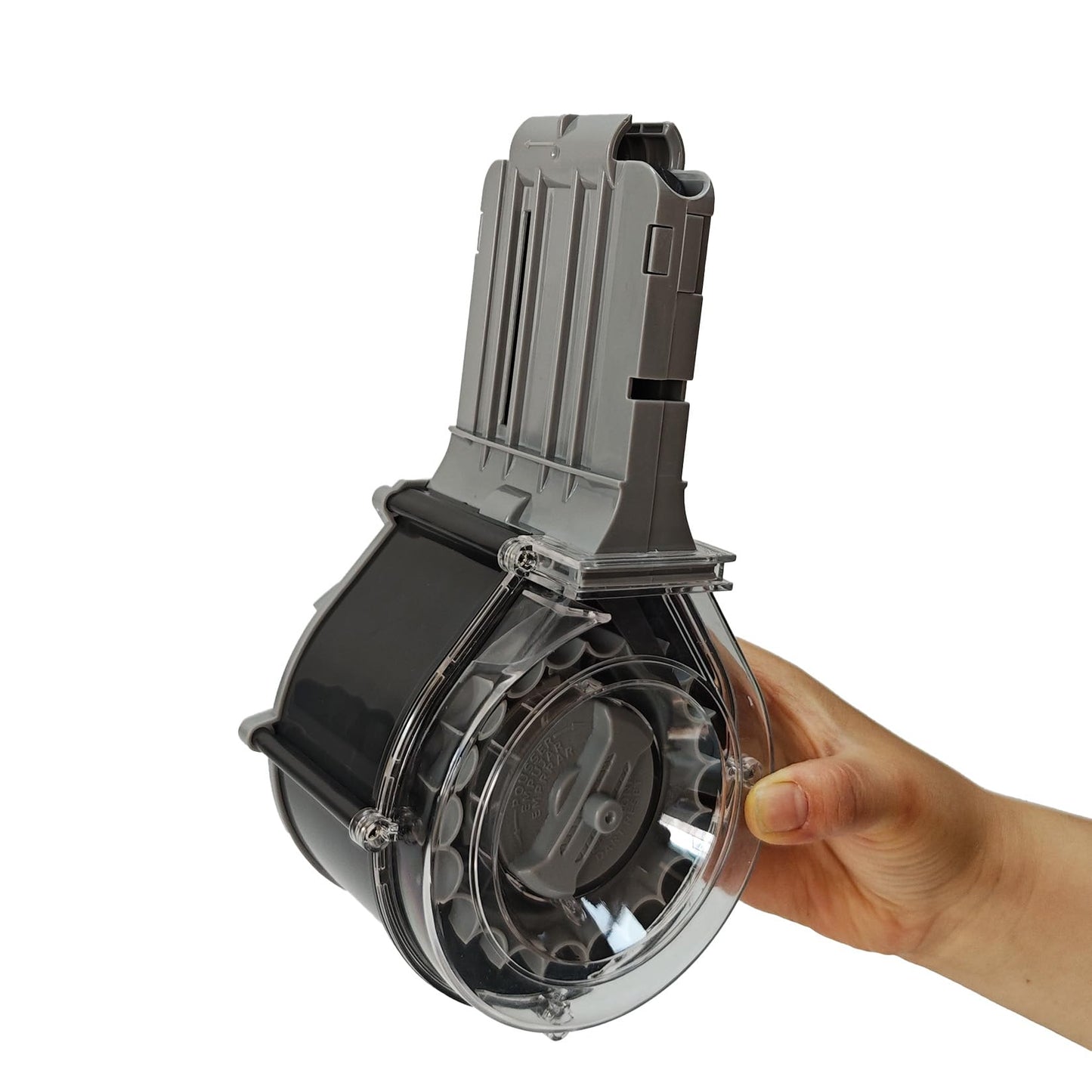 Dart Drum, High Capacity Drum Magazine Compatible with Nerf N-Strike Elite Blasters, Gray and Black, Quick-Load Design