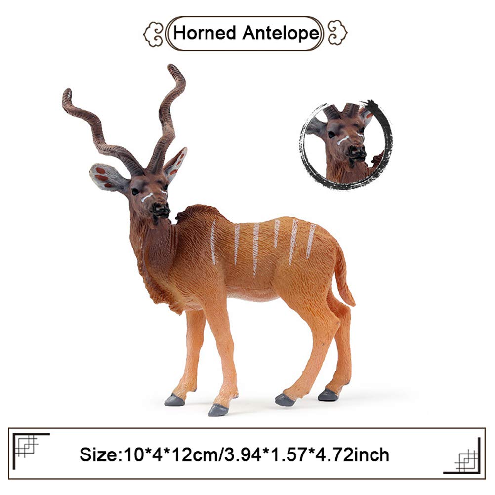 FLORMOON Animal Figures 2pcs Realistic Horned Antelope Figures Plastic Early Educational Toys Cupcake Topper Party Gift for Kids 2+ Year Old