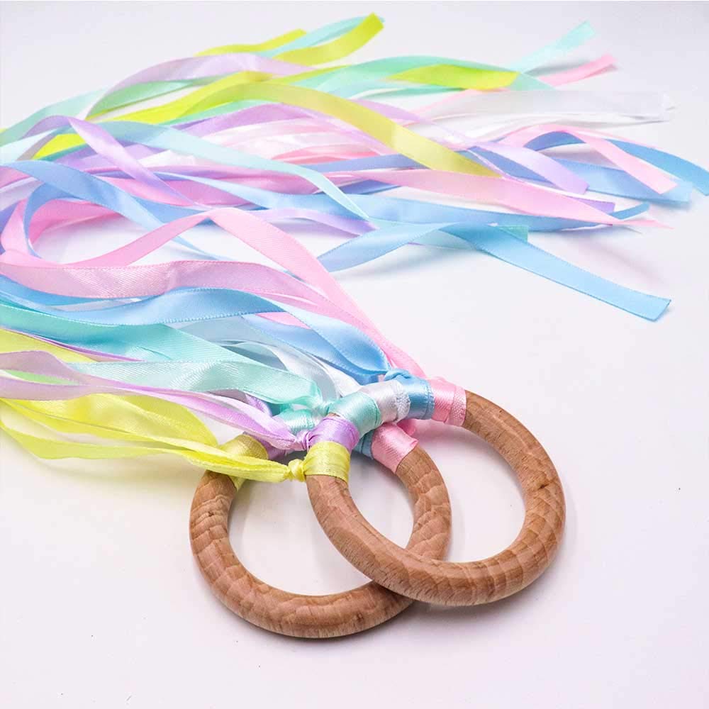 TANOFAR Montessori Toy | Hand Kite |Sensory Ribbon Toy | Wooden Toddler Toys | Rainbow Hand Kite