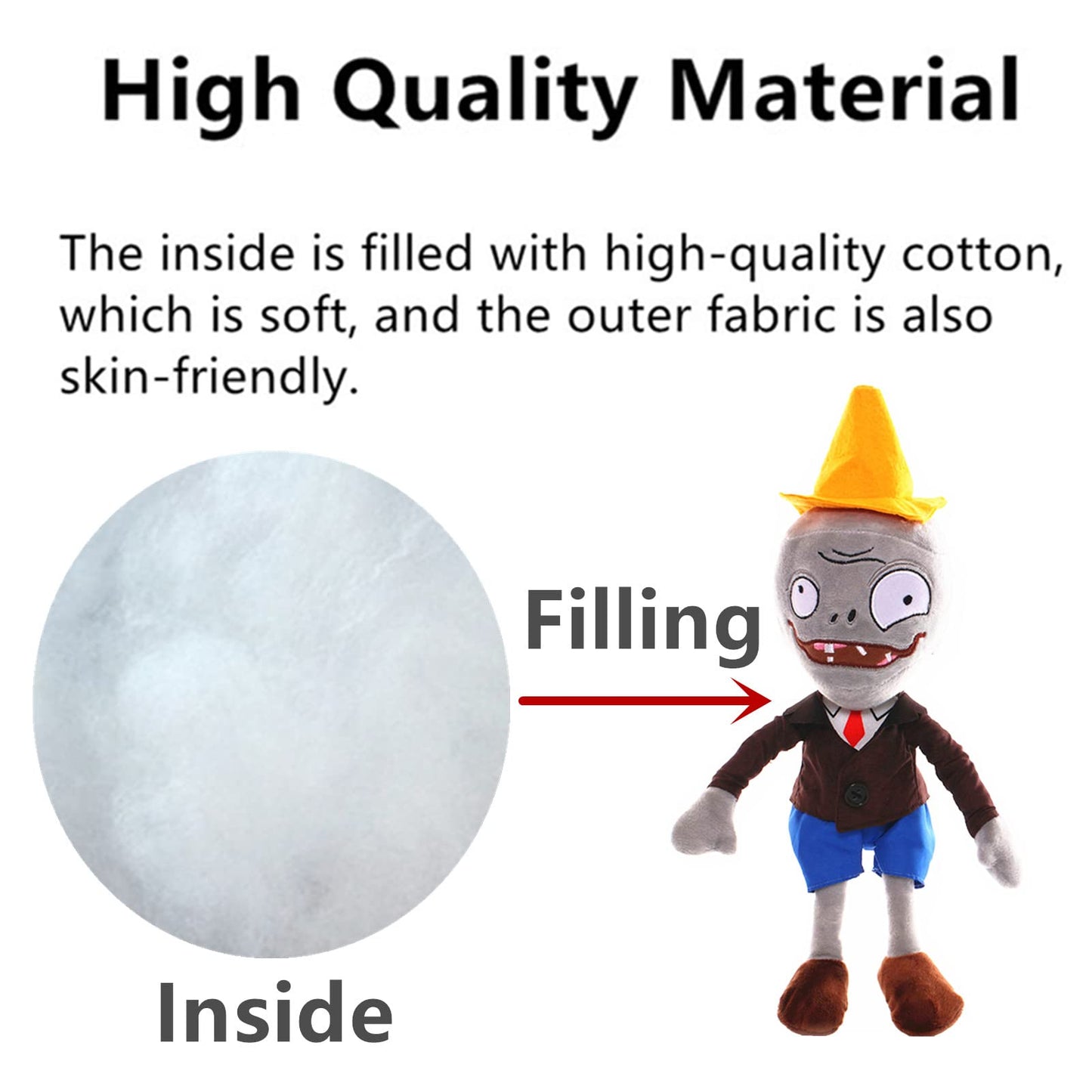 JHESAO 6 PCS Plants and Zombies Plush Green Skirt Zombies Plushies Sets Toy Conehead Zombie, 1 2 Stuffed Soft Duck Zombie Doll, Yeti PVZ Plush Figure