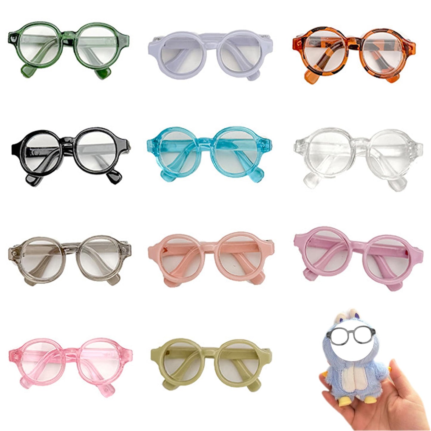 11 Pcs Doll Glasses, 11 Colors Plastic Eyeglasses Accessories for Dolls of 4.13 Inch Figure