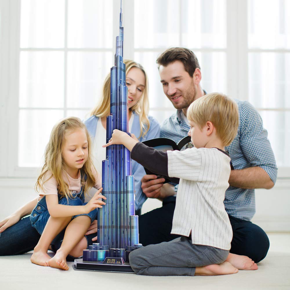 CubicFun 3D Puzzles LED Dubai Burj Khalifa 57.5" H Architecture Building Model Kits for Adults, Souvenir Decoration and Birthday Gifts for Men