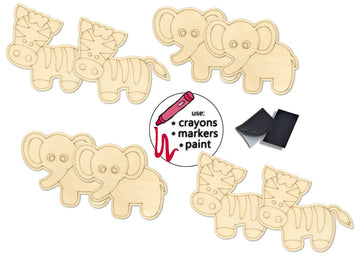 Magnet Kits for Kids Craft Kits for Kids Unfinished Wood Crafts to Paint or Color Magnet Crafts for Kids Safari Animal Crafts for Kids Jungle Crafts
