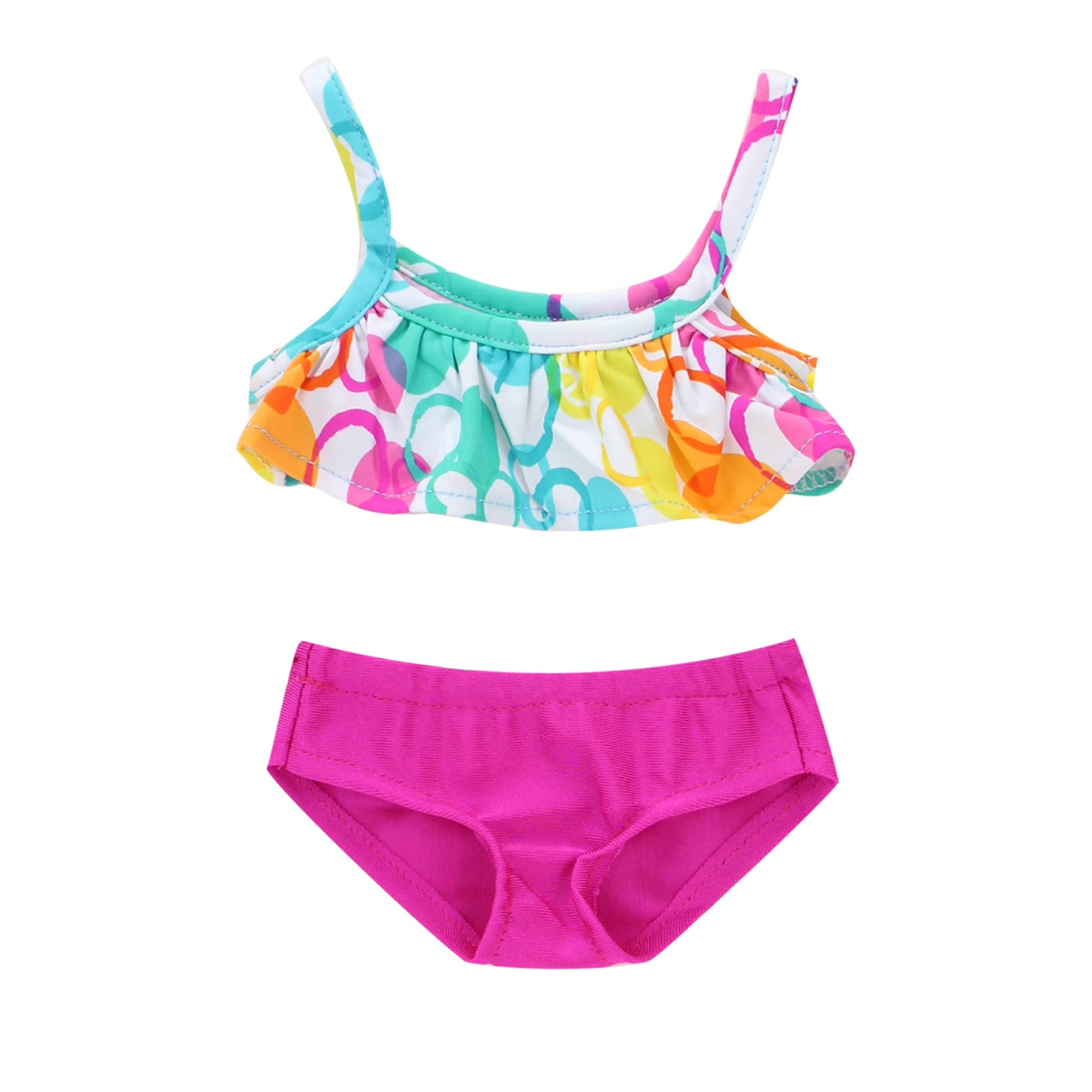 Sophia's Bubble Bikini and Beach Accessories Set with Bodyboard, Beach Ball, Water Bottle, and Suntan Lotion 5 Piece Set for 18" Dolls, Multicolor