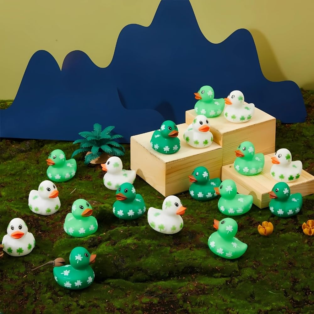 Fun Express St Patrick's Day Mini Shamrock Rubber Duckies, Ducks, 24 Pieces, Green, Irish Holiday Toys VBS 2026