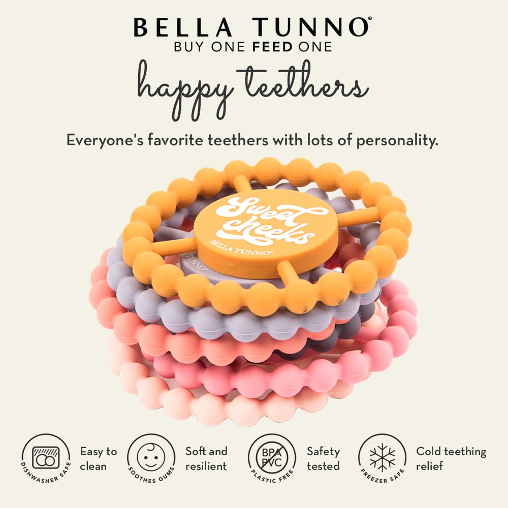 Bella Tunno Happy Teether for Girls - Soft & Easy Grip Teething Ring Perfect for Babies and Teething Toys to Help Soothe Gums, Non-Toxic, Little Sis