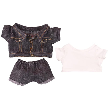 niannyyhouse Denim Jackets Jeans White T-Shirt 7.8in?20cm? Plush Humanoid Stuffed Doll Clothes (Black)