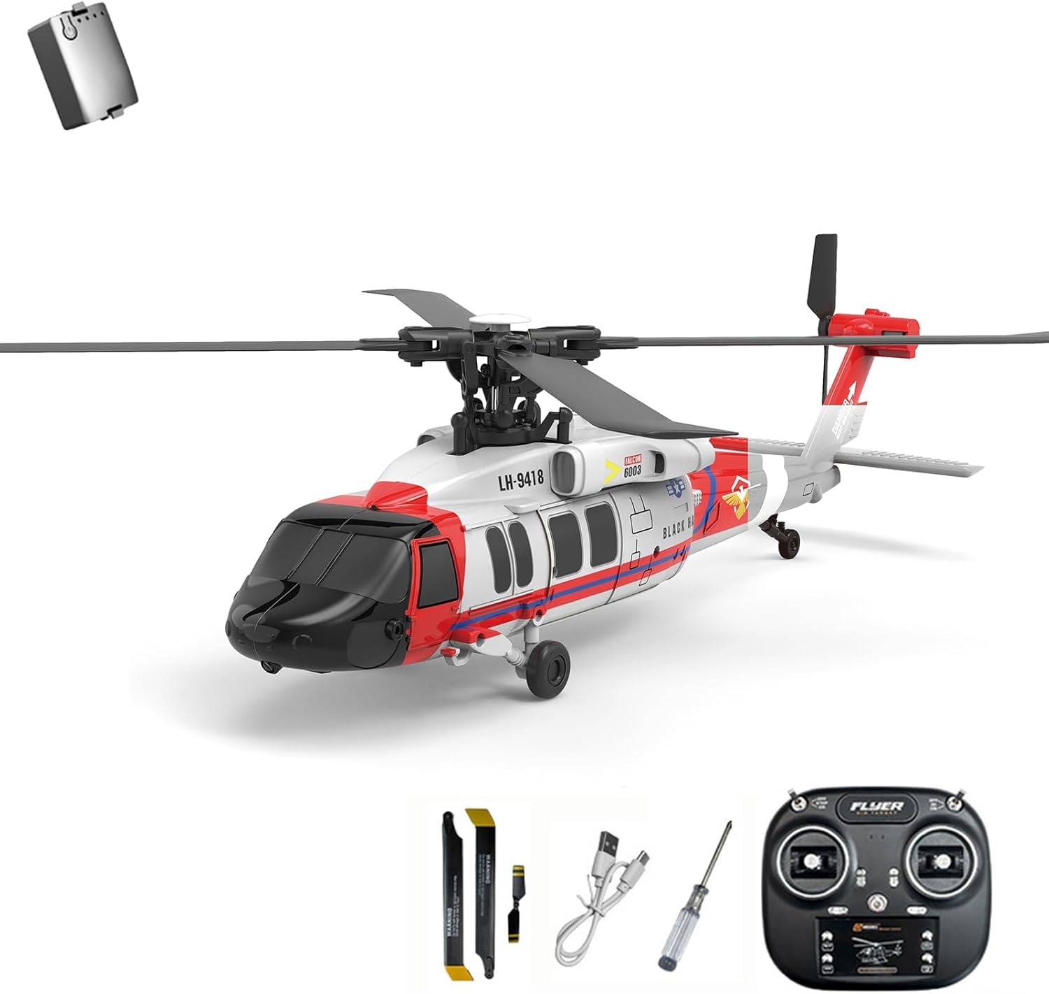 Domiuie Black Hawk K200 Brushless RC Helicopter, 2.4G 6CH Military RC Helicopter with Optical Flow, Inverted Flight & 3-Speed Modes, 6-Axis Gyro