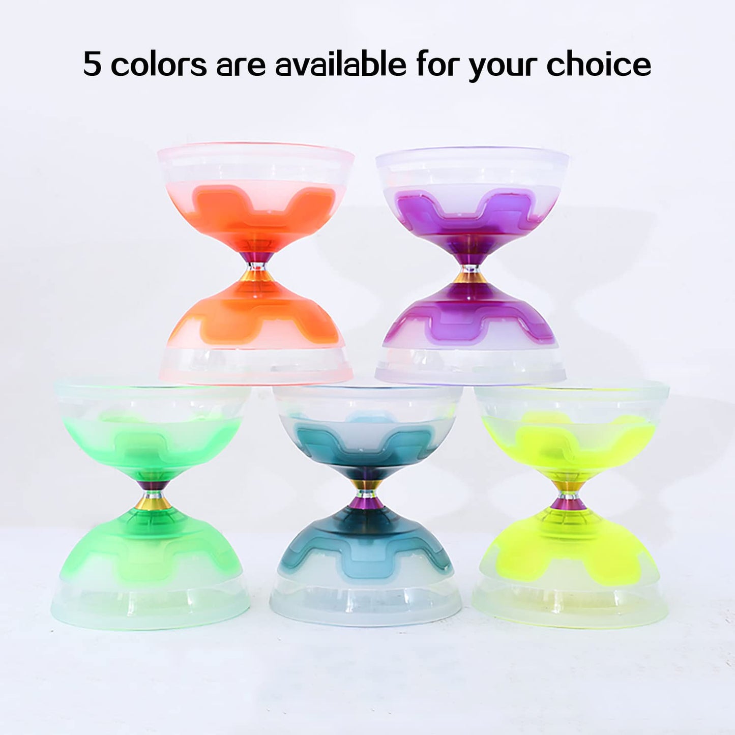 Erencook Chinese yoyo Diabolo Set- Triple Bearings Diabolo Chinese Yo-yos Colorful LED Diabolo with Diablo Sticks, Diabolo String&Net Bag (Green)