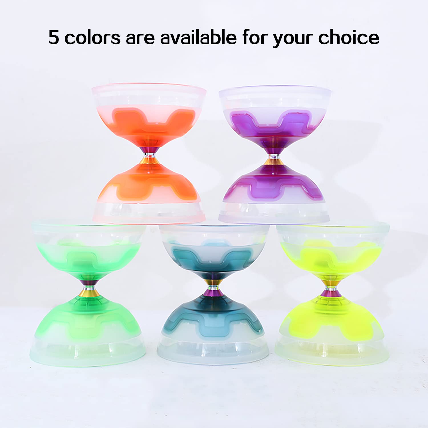 Erencook Chinese yoyo Diabolo Set- Triple Bearings Diabolo Chinese Yo-yos Colorful LED Diabolo with Diablo Sticks, Diabolo String&Net Bag (Green)