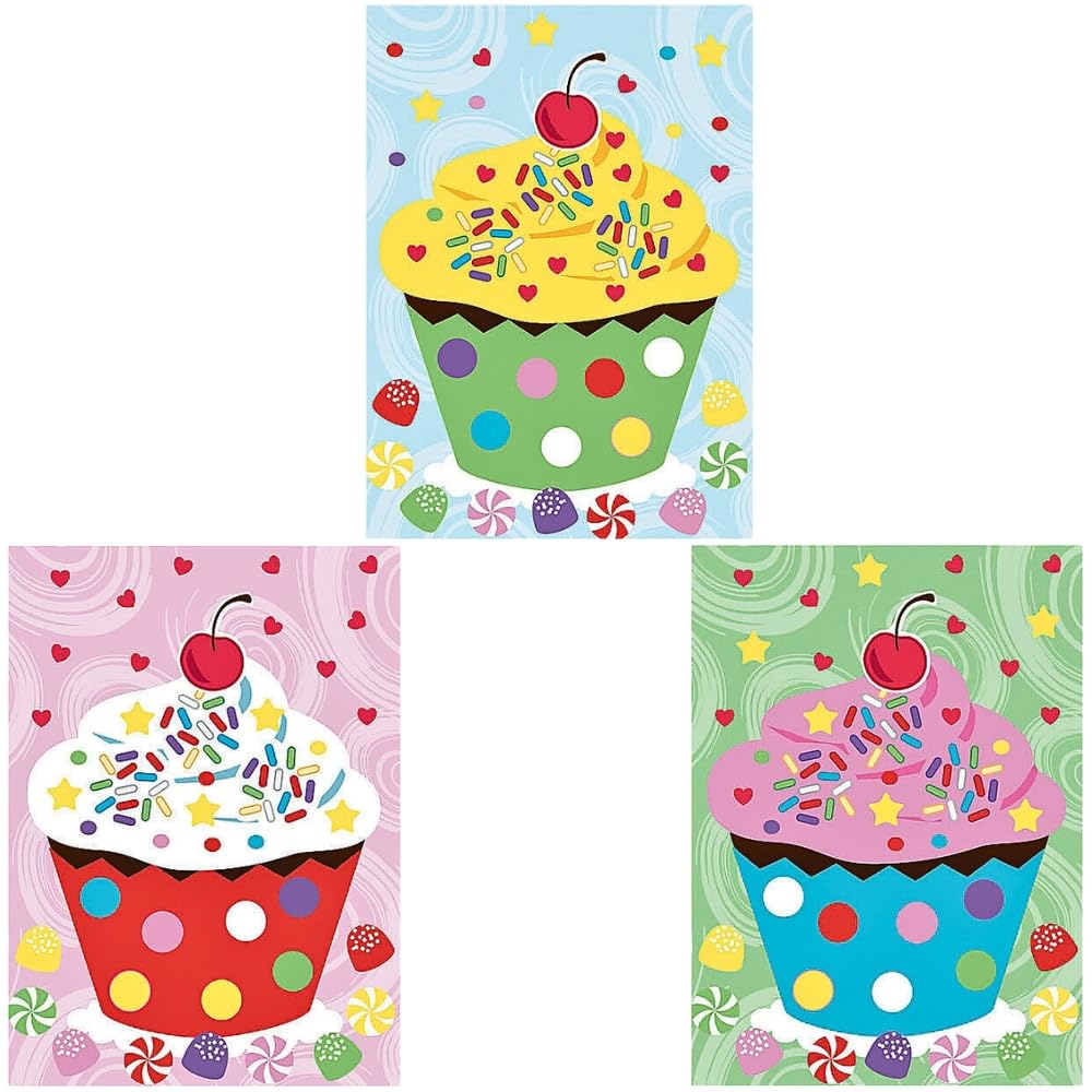 Fun Express - Make A Cupcake Sticker Scene - Stationery - Stickers - Make - A - Scene (Sm) - 12 Pieces