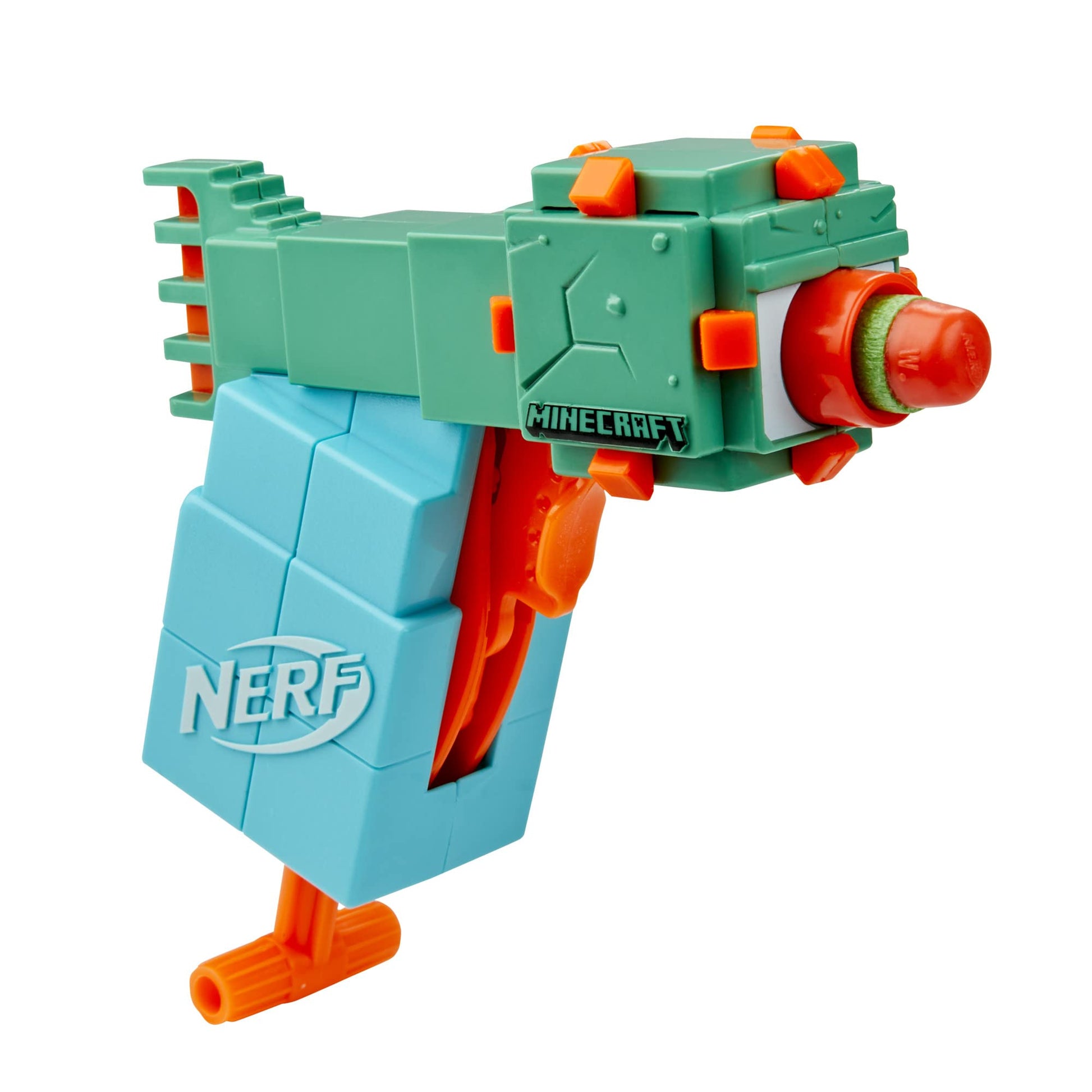 Nerf MicroShots Minecraft Guardian Mini Blaster, Minecraft Guardian Mob Design, Includes 2 Official Elite Darts, Priming Handle