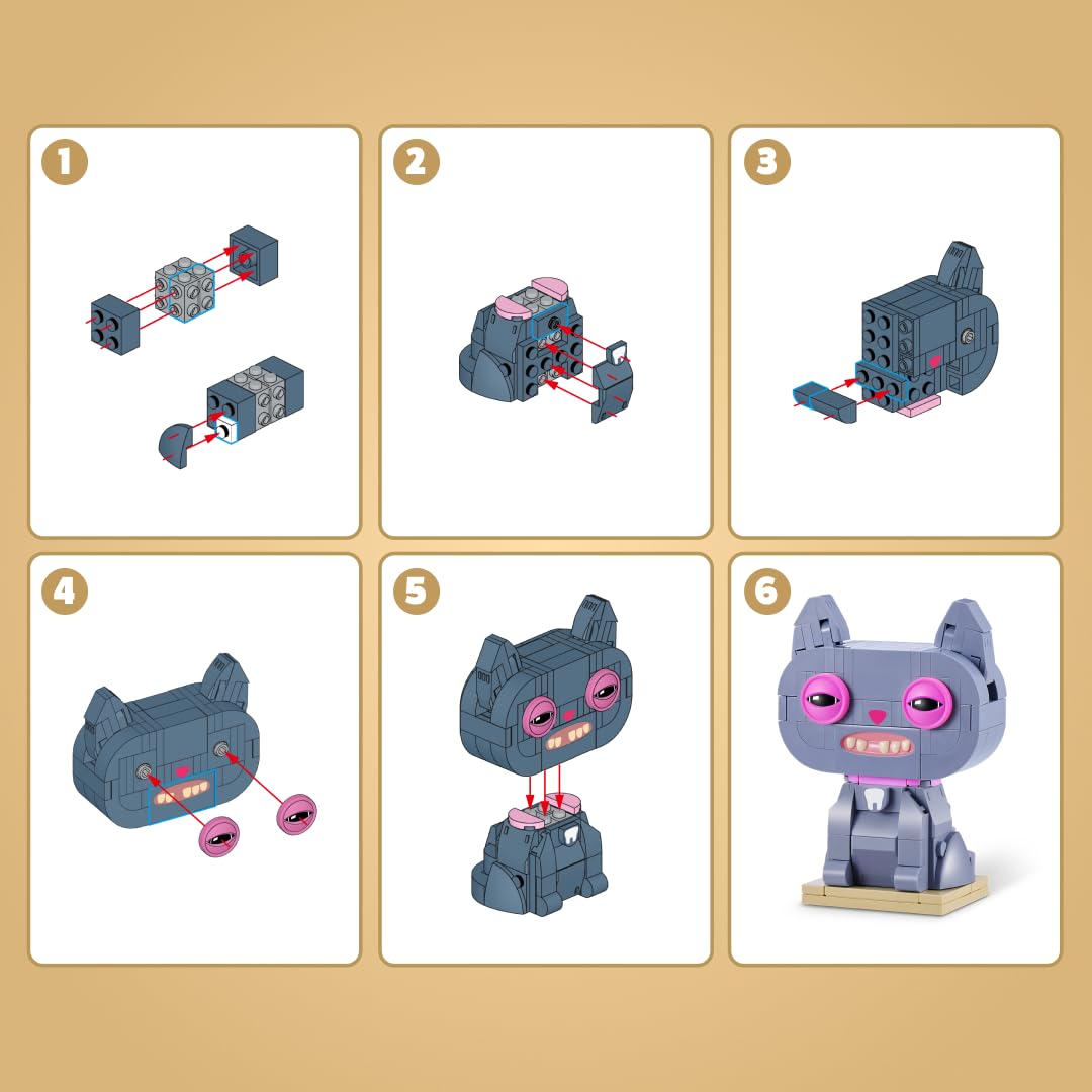MAX Build More Premium Bricks Fuggler Alley Cats Collection (2 Pack) by ZURU, Plastic Building Brick Capsules for Teens and Adults, Collectible Cat