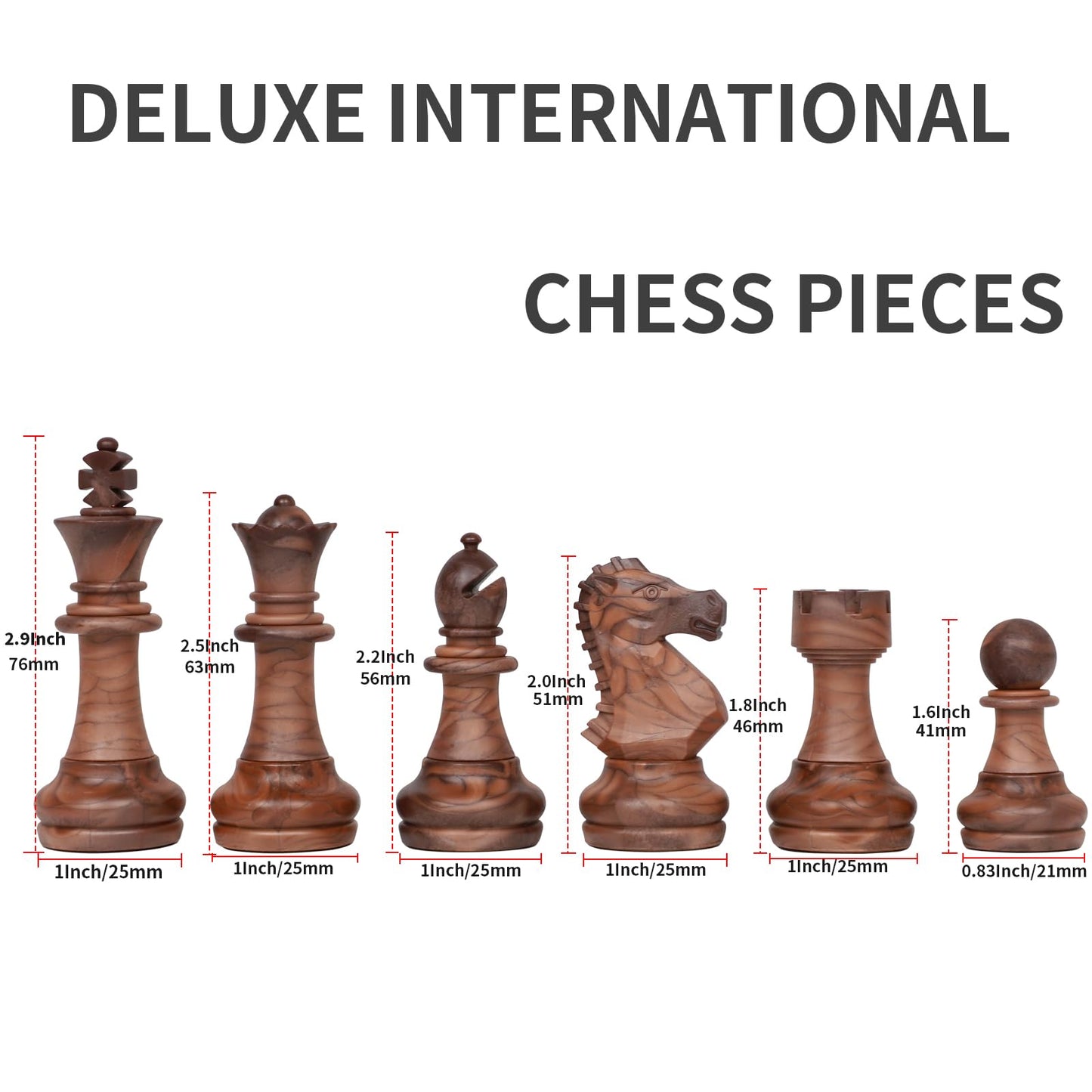 Qryovsa Luxury Staunton Chess Pieces Only 32 Chessmen Pieces Replacement of Missing Pieces Weighted Tournament Chess Pieces for Chess Set