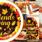 96 Pieces Friendsgiving Tableware Set Party Supplies - Fall Thanksgiving Pattern Disposable Dinnerware with Paper Plates, Napkins, Forks for Autumn