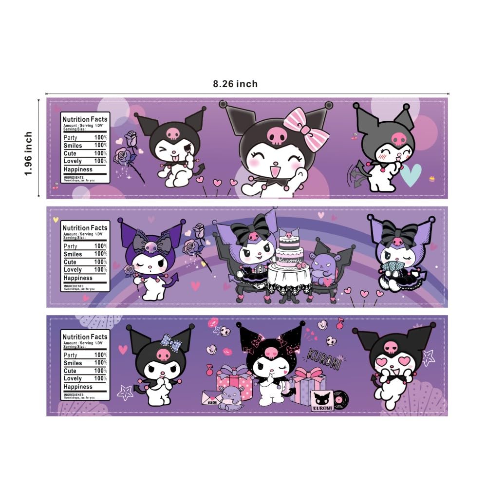 24PCS Kawaii Water Bottle Labels, Kawaii Birthday Party Supplies for Birthday Decorations