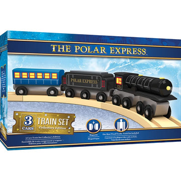 Masterpieces - The Polar Express Train, 3 Piece Set, Officially Licensed Collector’s Edition Toy, Wooden Magnetic Engine and Cars, Kids Toddlers Boys