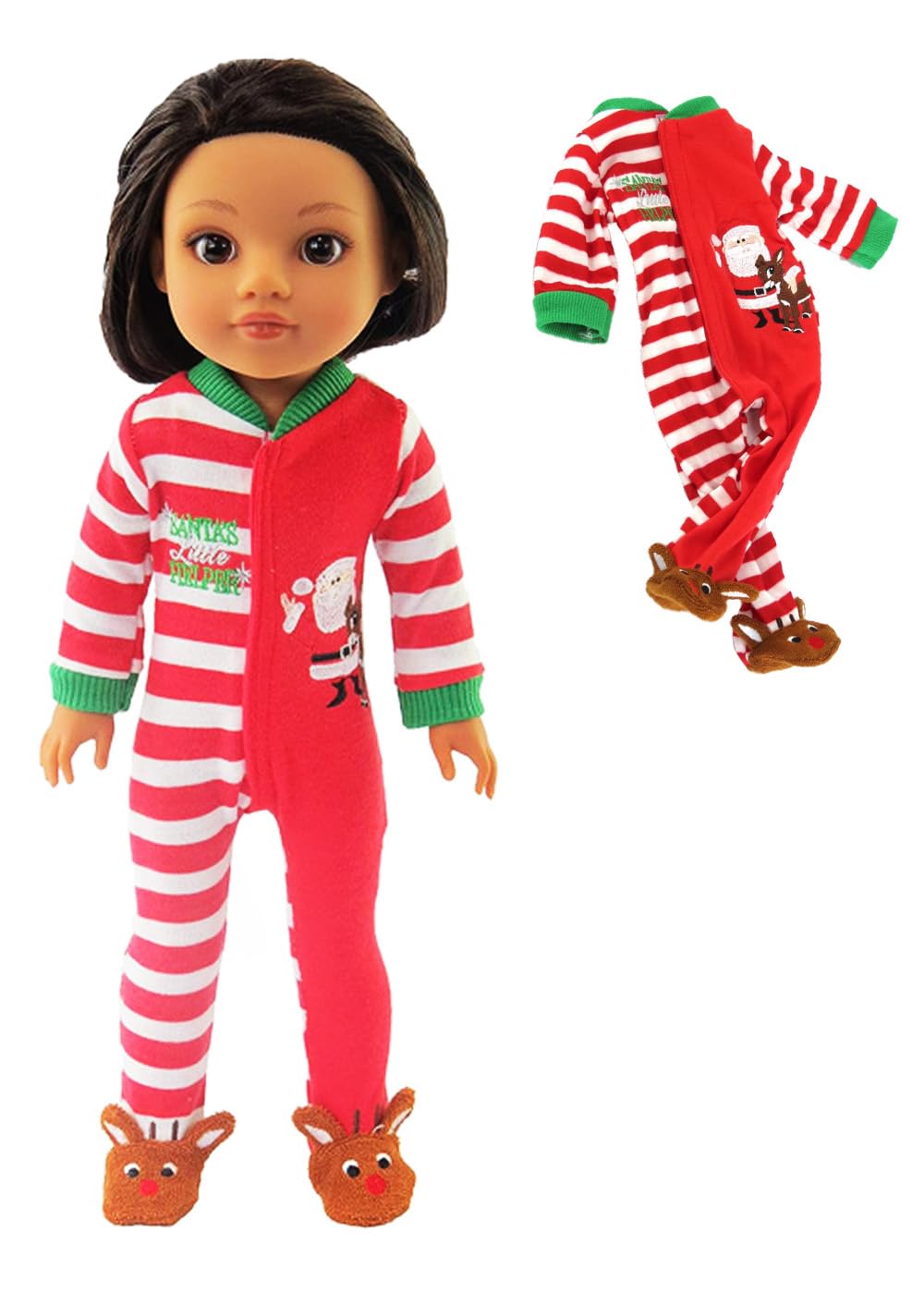 American Fashion World Santa’s Little Helper Onesie for 14-Inch Dolls | Premium Quality & Trendy Design | Dolls Clothes for Popular Brands