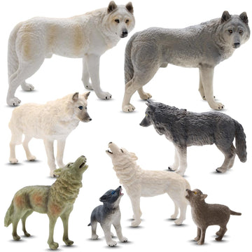 ZAGA Toys Wolf Bundle | 8-Piece Arctic, Grey & Black Wolf Figurines | Lifelike Wildlife Playset for Enthusiats & Collectors | Seasonal Animal Display