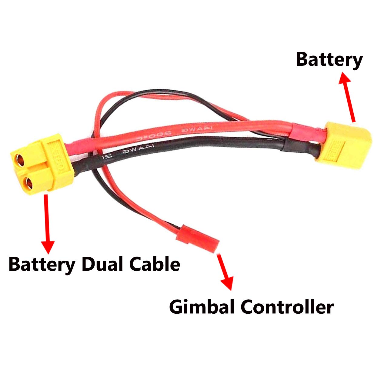 Share Goo 2PCS XT60 XT-60 Male to Female Battery Connector Adapter with JST Cable Compatible with RC Multicopter Quadcopter Gimbal
