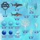 23 PCS Shark Cake Topper Shark Figurines Decoration Ball Cake Topper for Ocean Theme Birthday Cake Decorations (Blue)