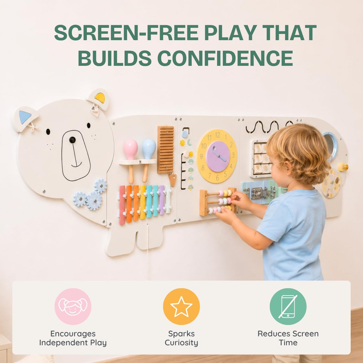 Sensory Wall Panel for Kids - Toddler Learning Activity Center - Emotional Development & Fine Motor Skills - Toddler Learning Activity Center- Busy