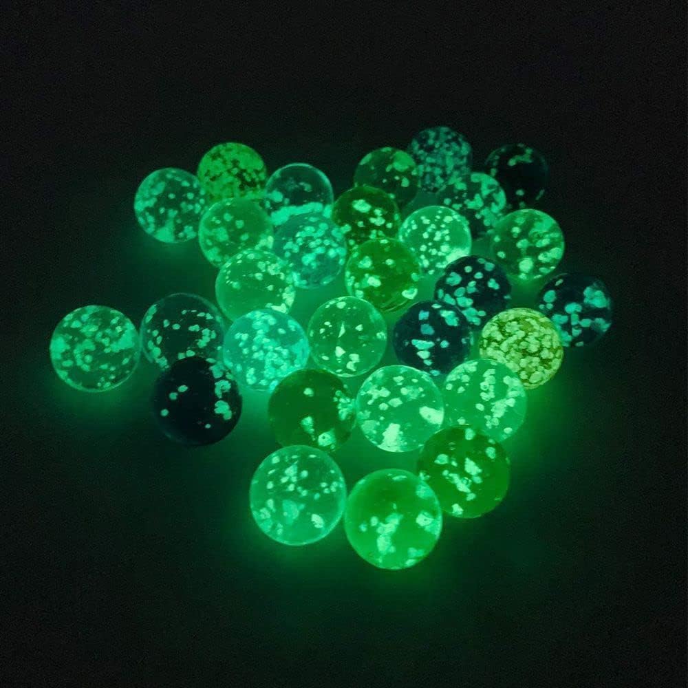 ZLmoue 10Pcs Gold Marbles Glow in The Dark Glass Marbles Ball Luminous Glass Ball Runs,Marble DIY and Home Decoration Dice and Marble(12mm/0.47in)
