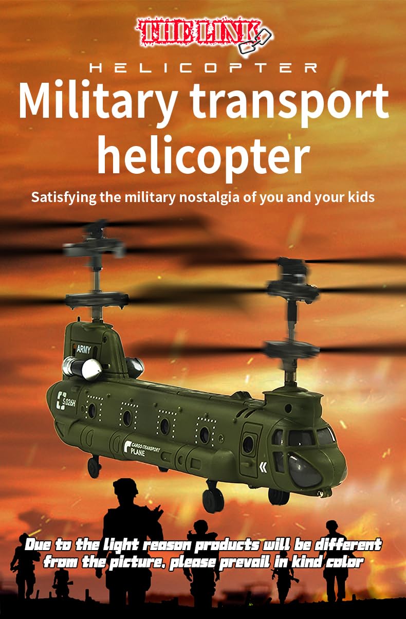 StrucToys RC Helicopter, S026H Dual-Rotor Transport Aircraft, 2.4G 3CH Remote Control Military Aerocraft Model (RTF Version/Army Green)