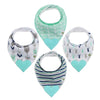 Pickle & Olive Baby Bandana Teething Bibs with Attached Silicone Teether, Set Of 4 - Blue Deer
