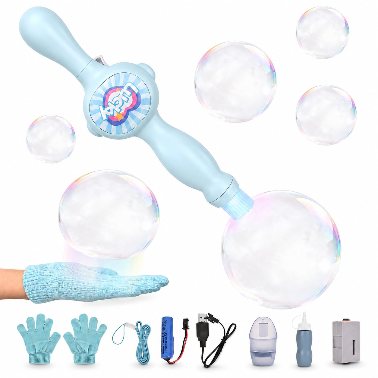 Fog Bubble Wand, Elastic Fog Bubble Machine for Kids, Blue