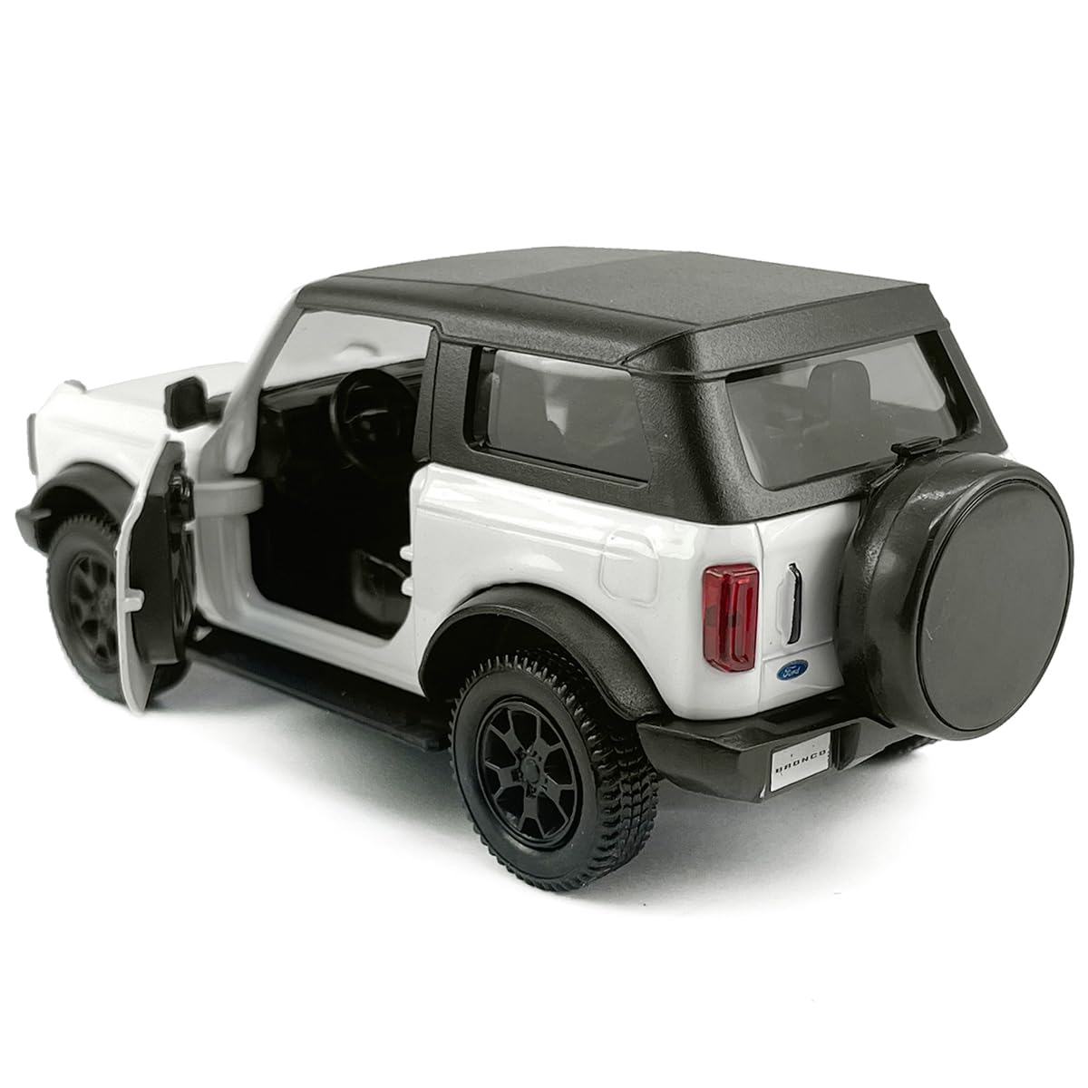2-Door Bronco Badlands Model Car 1/36 Scale Diecast Toy Cars Metal Alloy Children’s Vehicles, Pull Back Doors Open, Black Rim, Mens Collection, Kids