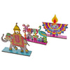 KYMY Diwali Wooden Table Decorations, 3 Pcs Deepavali Rangoli Wood Centerpieces, Festival of Lights Diyas Desktop Signs & Ornaments for Indian Hindu